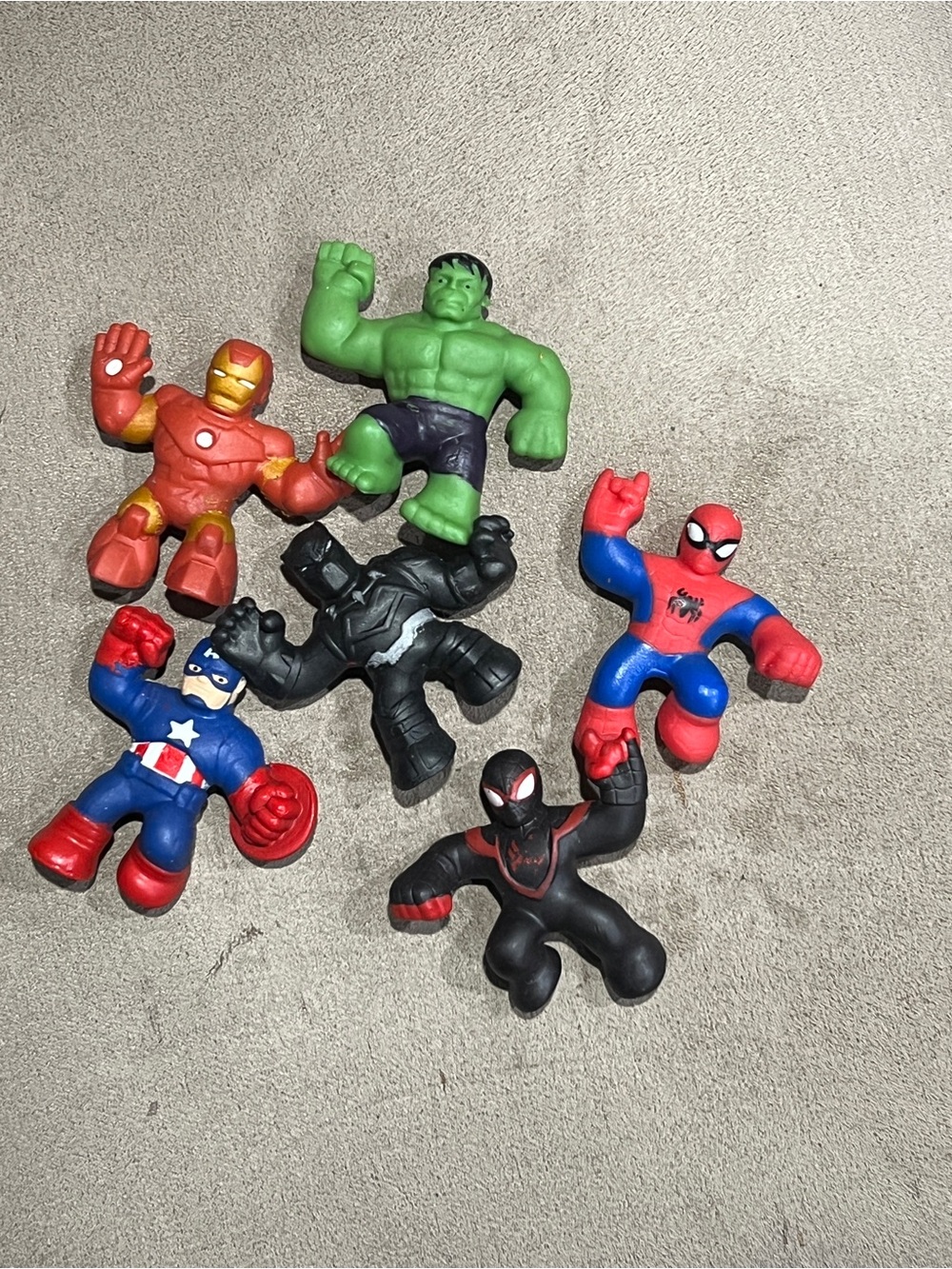 Heroes of Goo Jit Zu 2.5 inch Marvel Minis Hulk Spiderman Miles Iron Man lot of6
